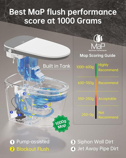 EPLO Smart Toilet Bidet with Auto Open Close, 1000 Gram MaP Flush Score - Image 2