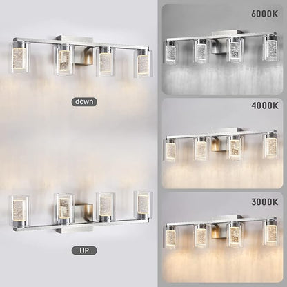 SADENICEL 4-Light Bathroom Light Fixtures, Brushed Nickel, Dimmable LED - Image 4