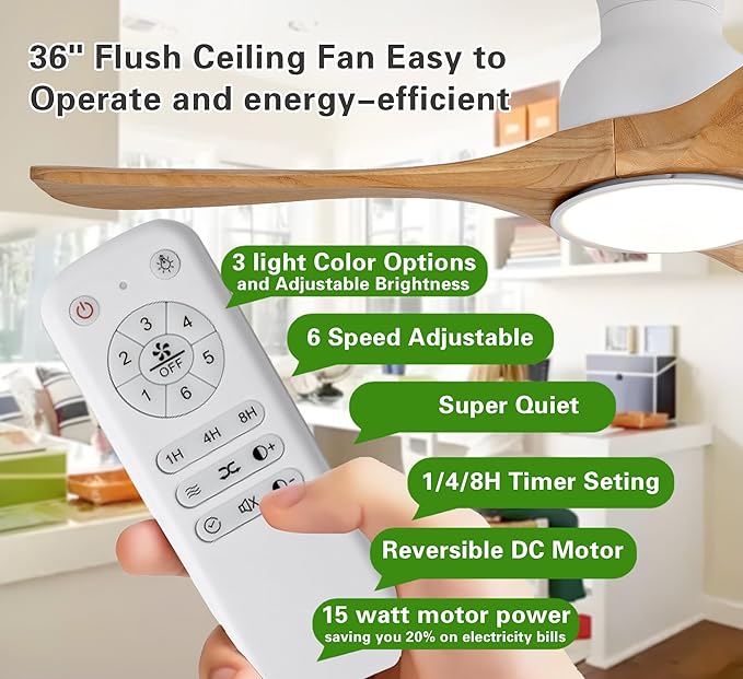 Gaizw Ceiling Fans with Lights, 36 inch Ceiling Fan with Remote Control - Image 3