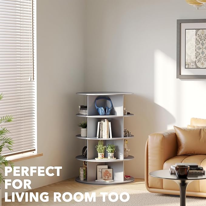 SpaceAid 4 Tier Rotating Shoe Rack Tower, Spinning Shoe Display Lazy Susan - Image 6