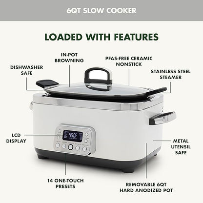 GreenPan Elite 14-in-1 Nonstick 6QT Electric Slow Cooker, PFAS-Free Ceramic - Image 4