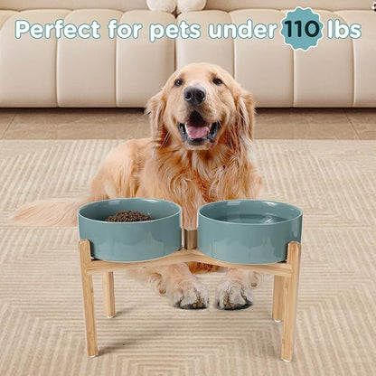SPUNKYJUNKY Elevated Dog Bowls Ceramic, 8.3'' Dogs Food Water Bowls Raised - 60 - Image 7