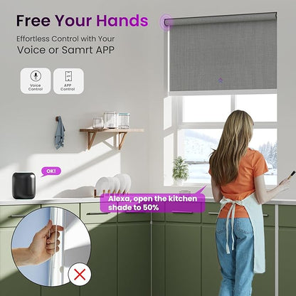 Astomi Motorized Roller Shades for Windows, Smart Blinds, Voice Control - Image 3