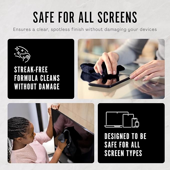 Delete Screen Cleaner Spray Kit, 2 Pack, 16oz and 2oz Bottle and 12"x12" - Image 6