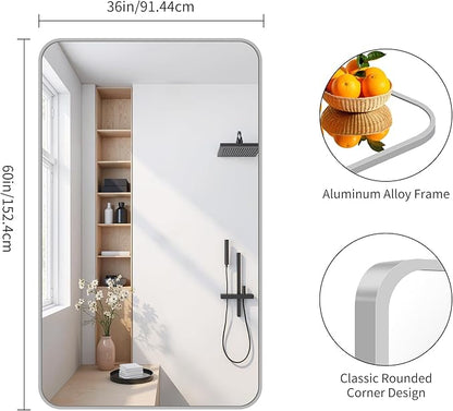 FORBATH 60x36 Inch Silver Bathroom Mirror - Image 8