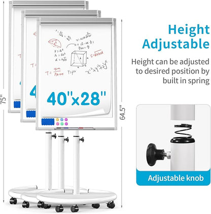Mobile Dry Erase Board on Wheels 40 x 28 Inch-Magnetic Whiteboard Easel - Image 2