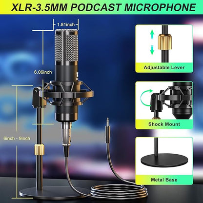 Podcast Microphone Bundle with Live Sound Card Audio Mixer, Podcast Equipment - Image 2