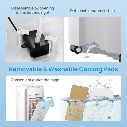 YEW 32" Evaporative Air Cooler, 1800CFM Swamp Cooler Air Conditioner - Image 6
