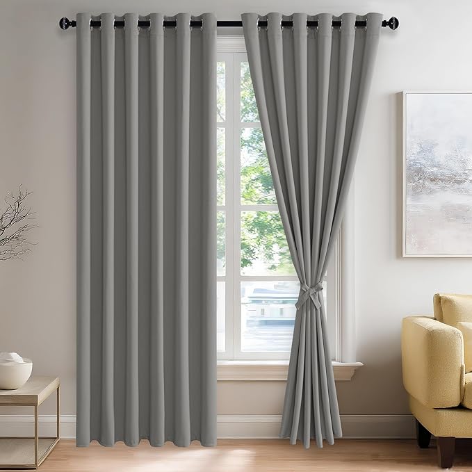 JIUZHEN Light Grey Blackout Curtains by JIUZHEN