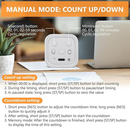 GuDoQi Multi-Function Cube Timer, 5/10/30/60 Min & Custom Count Down, Included - Image 4