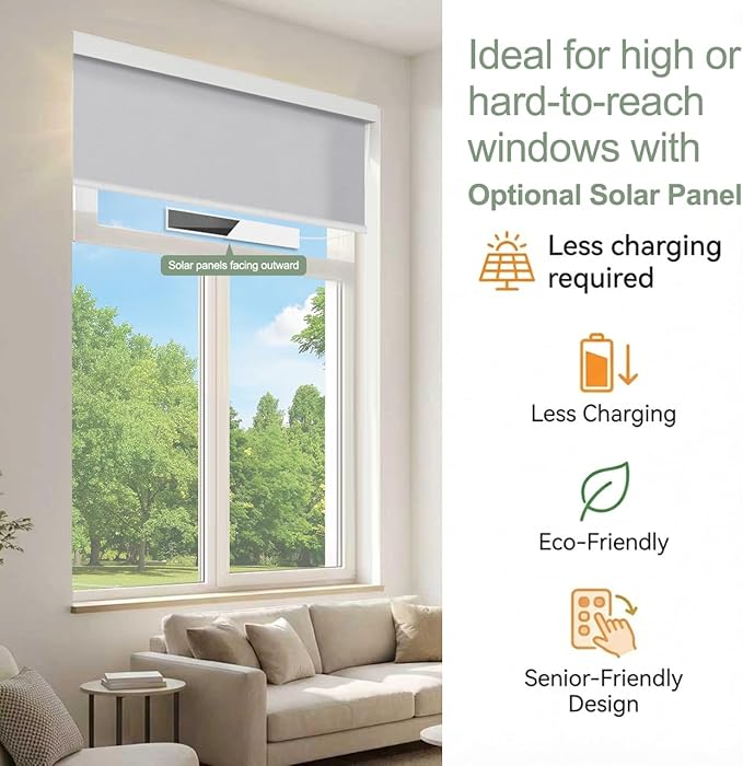Tipiace Motorized Blinds with Remote Window Roller Shade Wireless Rechargeable - Image 7