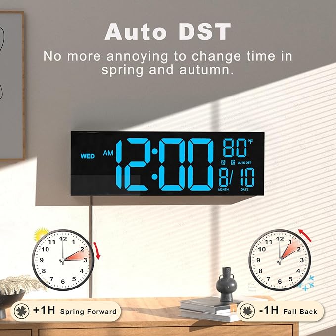 JALL 16" Large Digital Wall Mount Clock, Count Down Timer, Big LED, Temperature - Image 4