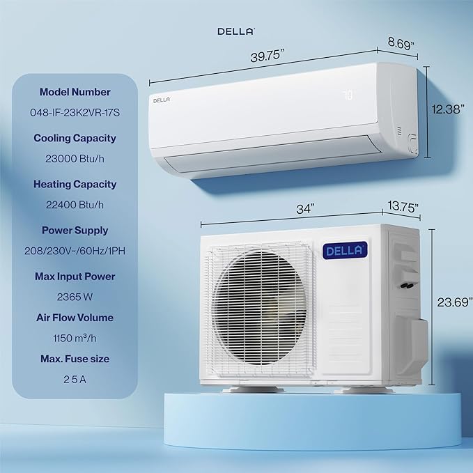 DELLA Econo Series 23000 BTU Mini Split Air Conditioner 17 SEER2, 230V Cools up - Image 8