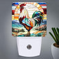 PODMemory Rooster Stained Glass Night Lights Plug into Wall by PODMemory