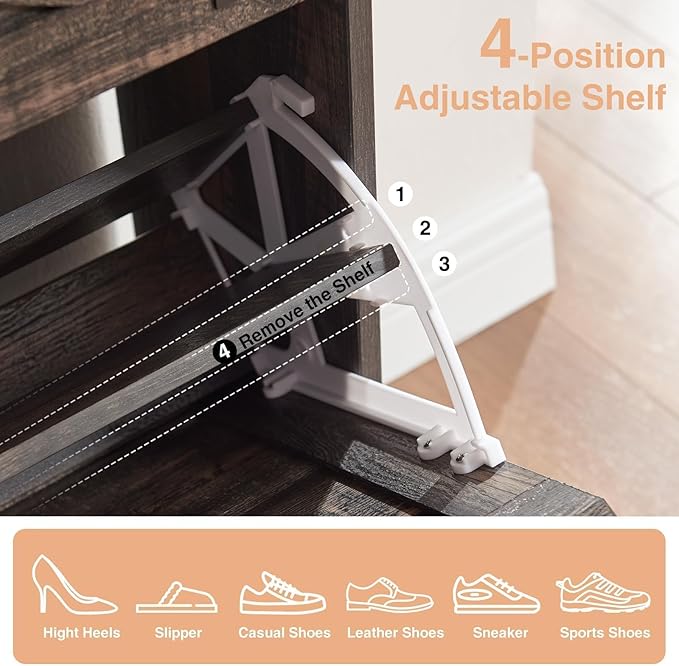Shoe Storage Cabinet, Farmhouse Shoe Organizer - Image 5