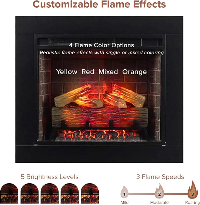 Modern Ember Uptown 23" Smart Electric Fireplace Insert + Trim Kit, Alexa/WiFi - Image 7