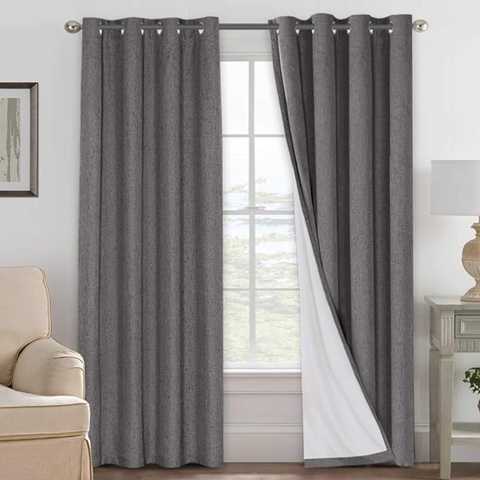 H.VERSAILTEX Linen Blackout Curtains 108 Inches Long 100% Absolutely Blackout by HVERSAILTEX