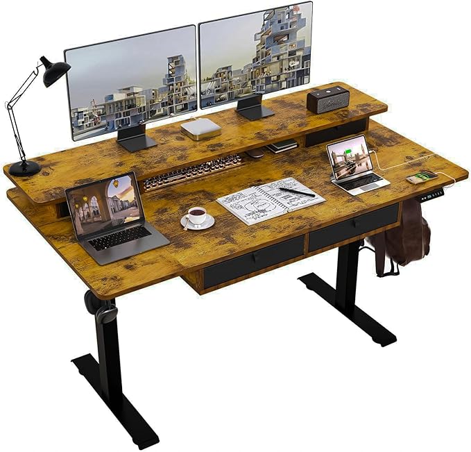 Electric Standing Desk, 63 * 30 Inches Adjustable Height by ExaDesk