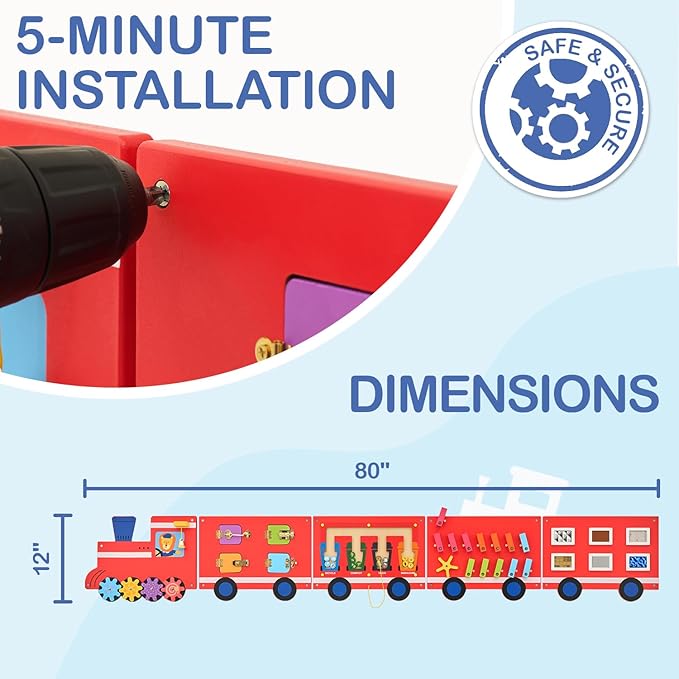 Monläurd® Wooden Train Activity Wall Panel - Image 6