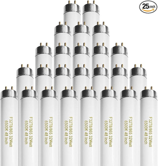 25 Pack T8 Fluorescent Bulbs 4 Foot, F32T8/865 Fluorescent Light Bulb 48 Inch by Konideke
