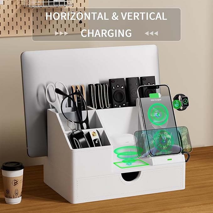 Sleek White PU Leather Charging Station - Image 6