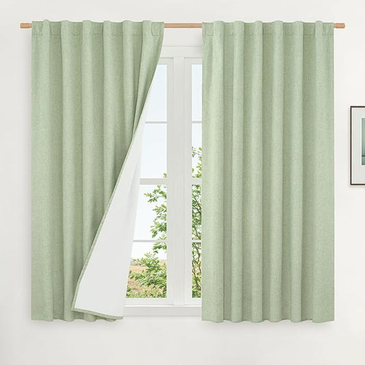 LAMIT Linen Full Blackout Window Curtains by LAMIT