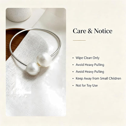 Curtain Tie with Sliver Clasps | Simple and Luxurious Design, Pearl Accents, Adjustable Buckles