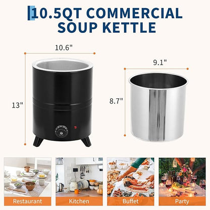 Garvee 10.5QT Commercial Soup Kettle, Automatic Soup Warmer - Image 3