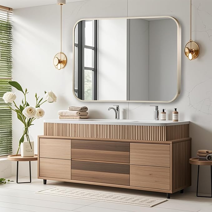 22x30 Inch Brushed Nickel Bathroom Mirror, Framed Rectangle Mirror - Image 6