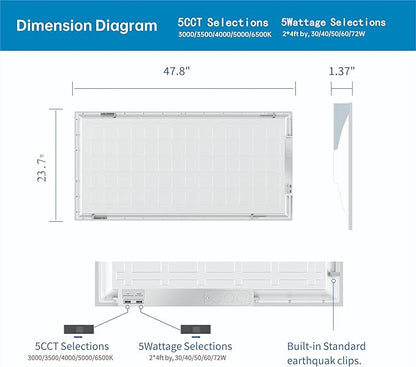 2x4 FT LED Light Flat Panel, 5 CCT 3K | 3.5K | 4K | 5K | 6.5K, Dimmable - Image 5