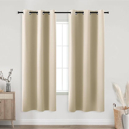 KOUFALL Beige Curtains 63 Inch Length by KOUFALL