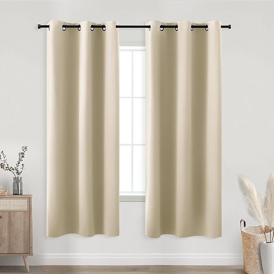 KOUFALL Beige Curtains 63 Inch Length by KOUFALL