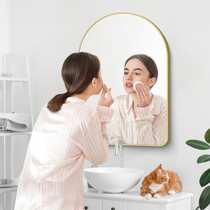 Arched Bathroom Mirror, Wall Mounted Mirror, Vanity Wall Mirror Metal Frame - Image 5
