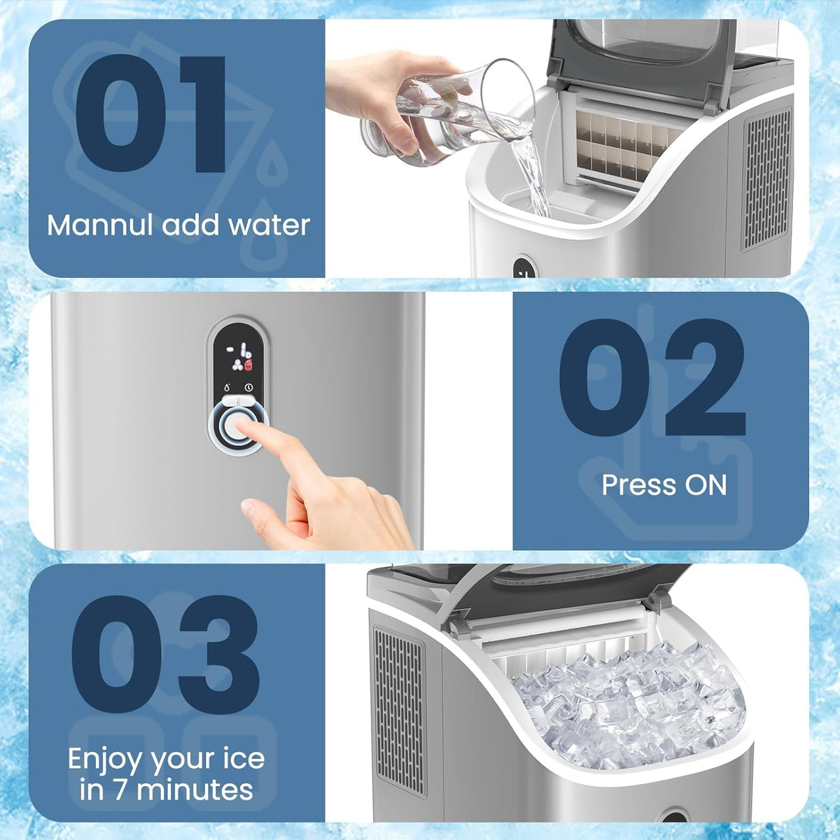 Antarctic Star Countertop Ice Maker Machine, 30lbs/24Hrs, 3 Thickness Ice Cub...