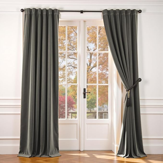 Lazzzy Velvet Blackout Curtains Thermal Insulated Room Window Drapes Super Soft by Lazzzy
