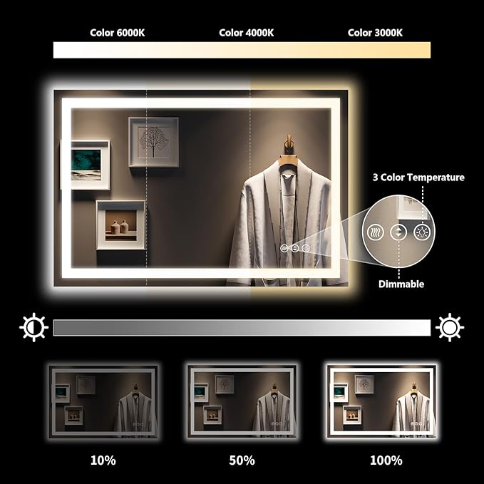YEELAIT 48x32 Inch LED Bathroom Mirror - Image 4