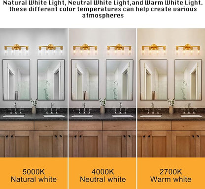 4 Light Gold Bathroom Vanity Light, Brushed Brass Bathroom Light Fixtures - Image 6