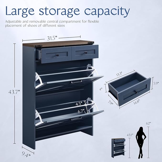 Shoe Storage Cabinet, Farmhouse Shoe Organizer - Image 2