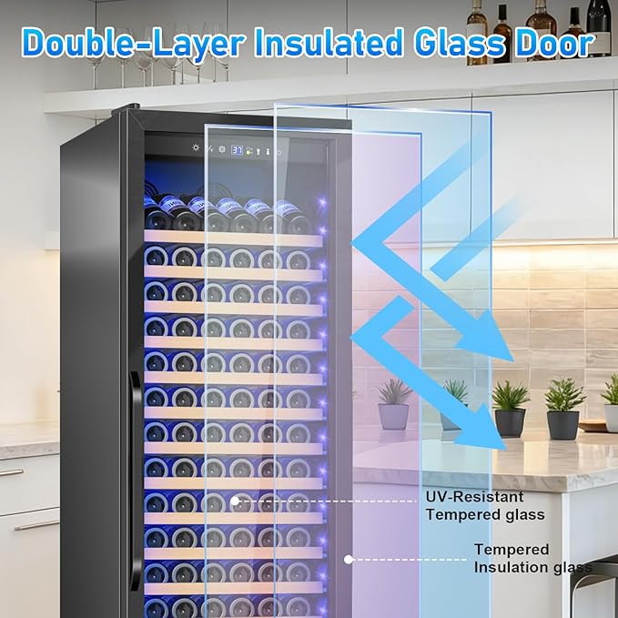 24" Wine Cooler Refrigerator Black, 24 Inch Wide Large Capacity - Image 6
