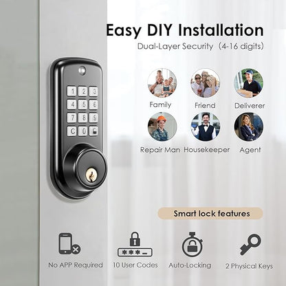 Smart Lock, Keyless Entry Door Lock, Password Mechanical Key 2 Unlocking - Image 5