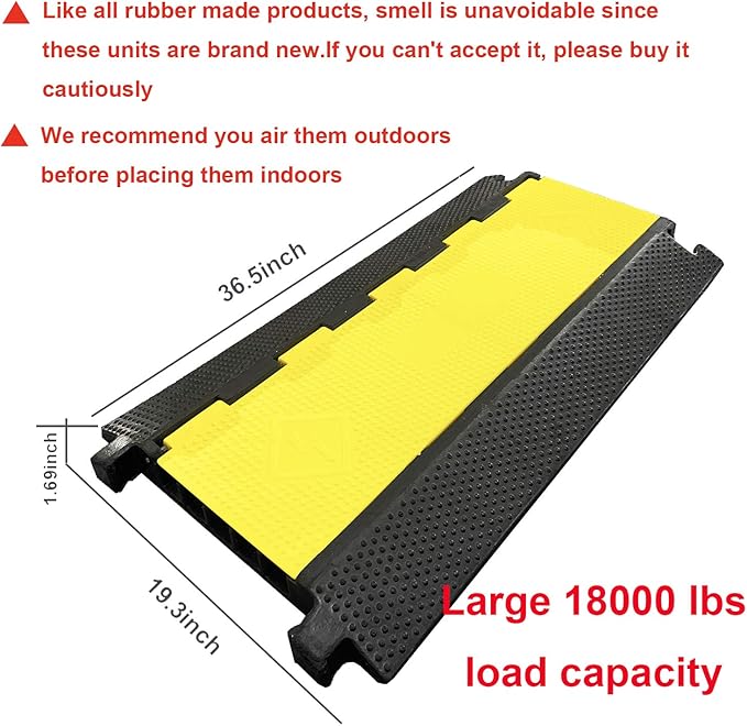 Reliancer 5 Channel Rubber Cable Protector Ramp Traffic Speed Bump 18000lbs - Image 7