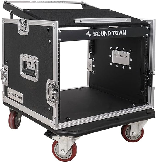Sound Town Enhanced Thickness 1/2” Plywood 8U Audio Rack/Road ATA Case by SOUNDTOWN