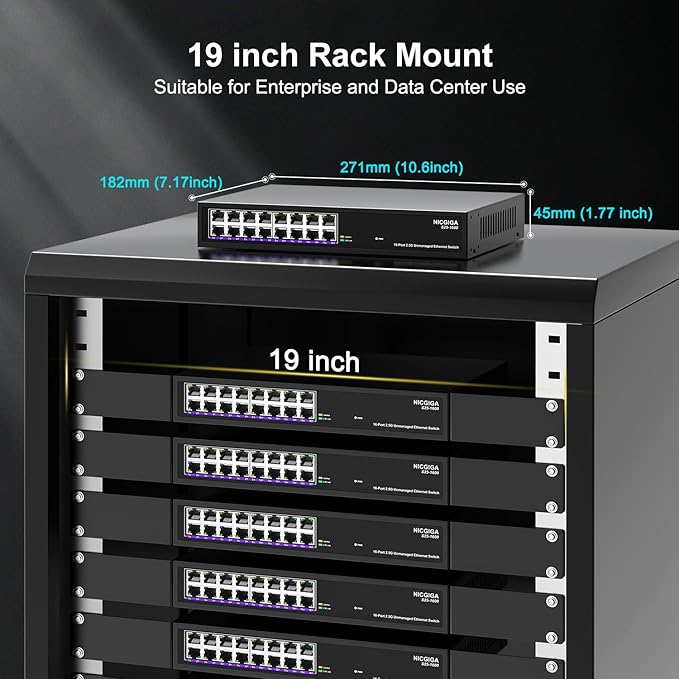 16 Port 2.5Gb Ethernet Switch Unmanaged, NICGIGA 16 Port 2.5G Network Switch - Image 6