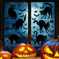Halloween Black Cat Window Clings Decorations, Spooky Haunted House Bats Spider Web Scary Decals, Silhouette Removable Double-Side Black Cats Window Sticker Halloween Party Supplies 6 Sheets