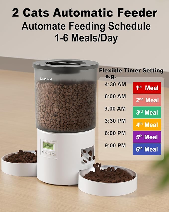 Automatic Cat Feeder for 2 Cats, 4.2L Dual Food Dispenser, Portion Control - Image 2