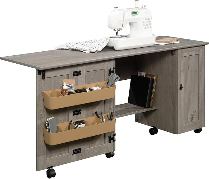 Sauder Craft Cart Storage Cabinet, Rolling Sewing Table - Image 4