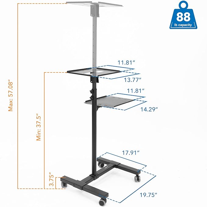 Mount-It! Mobile Projector and Laptop Stand, Rolling Cart - Image 5