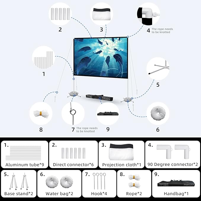 Projector Screen Outdoor Portable Movie: 120 inch Foldable Projection Screen - Image 7