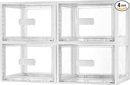 Vtopmart 4 Pack 18QT White Stackable Storage Drawers, Easily Assemble Closet by Vtopmart