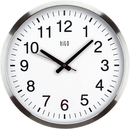 HITO 16" Silent Wall Clock Battery Operated Non Ticking Sweep Movement Glass by hito